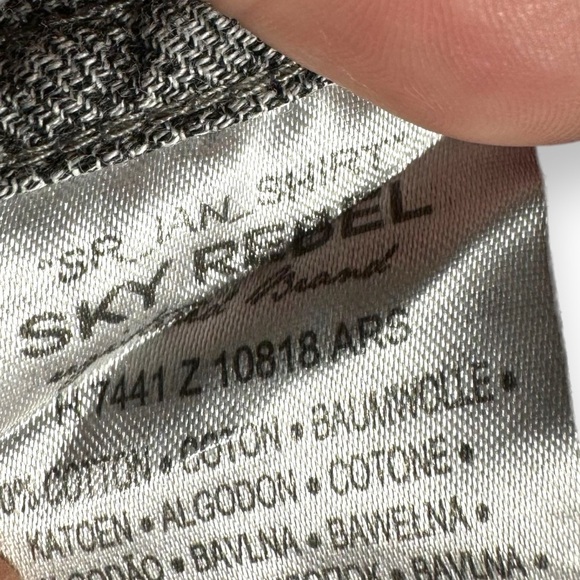 4 for $40 SALE! Sky Rebel Sr Ian Embroidered Spell Out Button Up Shirt, Grey, M - Picture 5 of 11